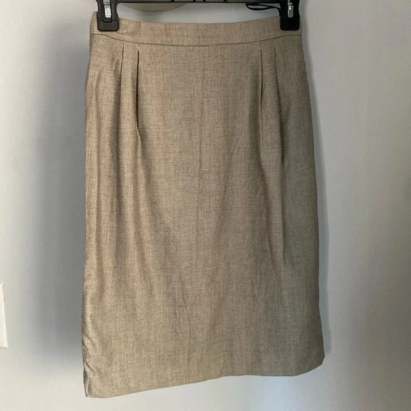 Burberry Vintage Burberry’s Pleated Wool Silk Pencil Skirt Gray Black Size 6P - Picture 3 of 16